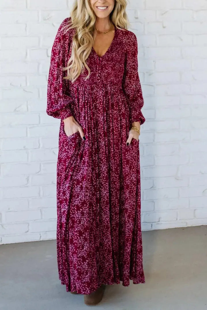 Vestido largo con estampado floral