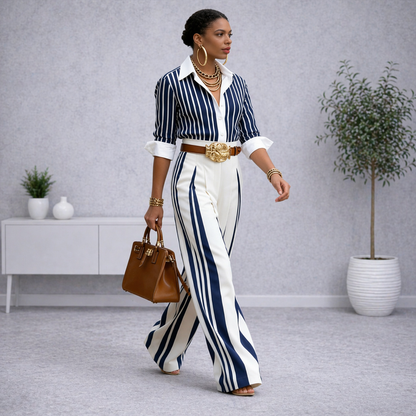 Conjunto palazzo elegance rayado