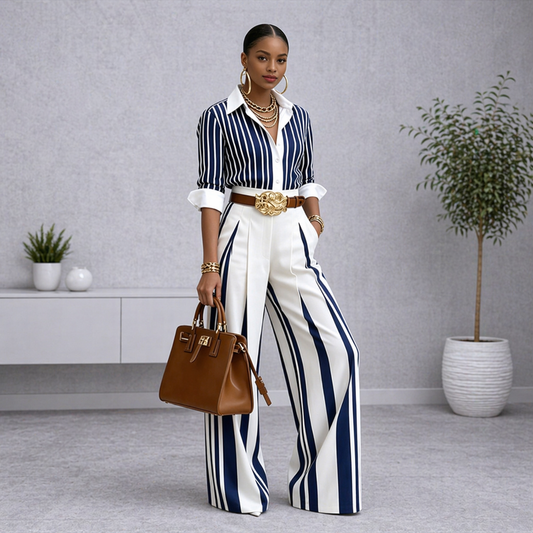 Conjunto palazzo elegance rayado