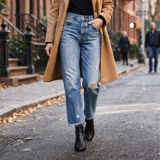 Jeans cropped estilo vintage