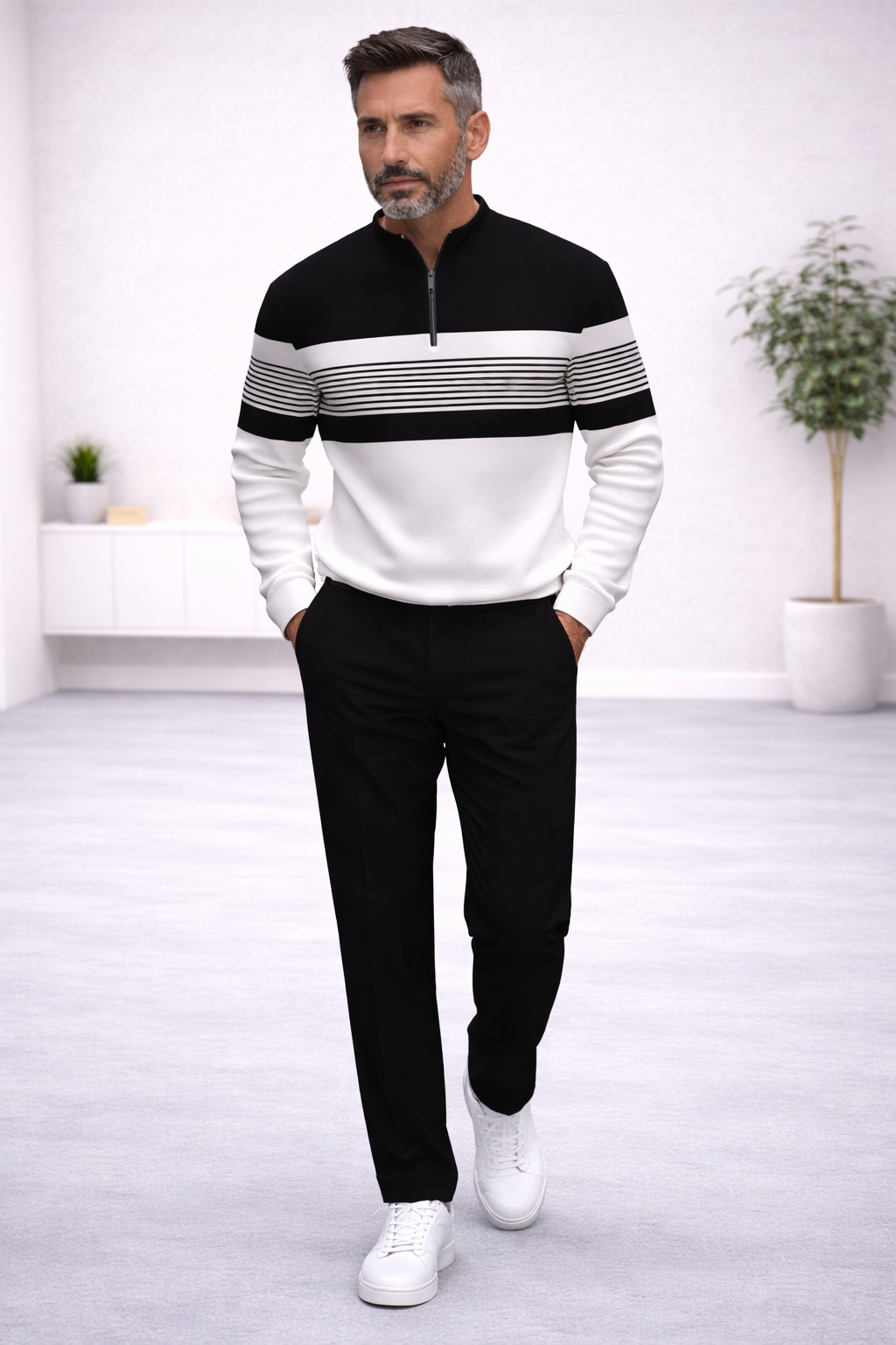 Conjunto rayas jersey y pantalón