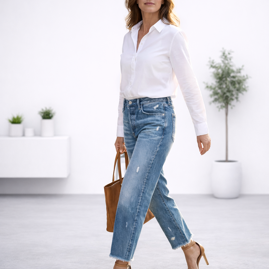 Jeans cropped estilo vintage