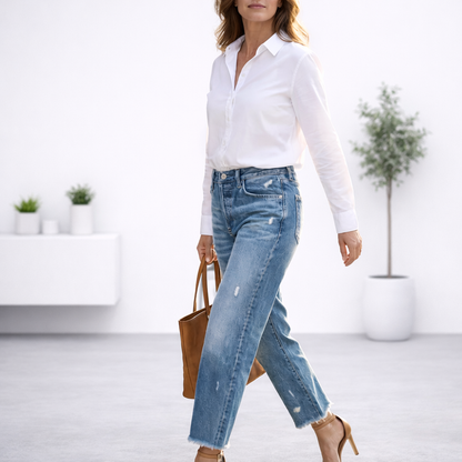 Jeans cropped estilo vintage