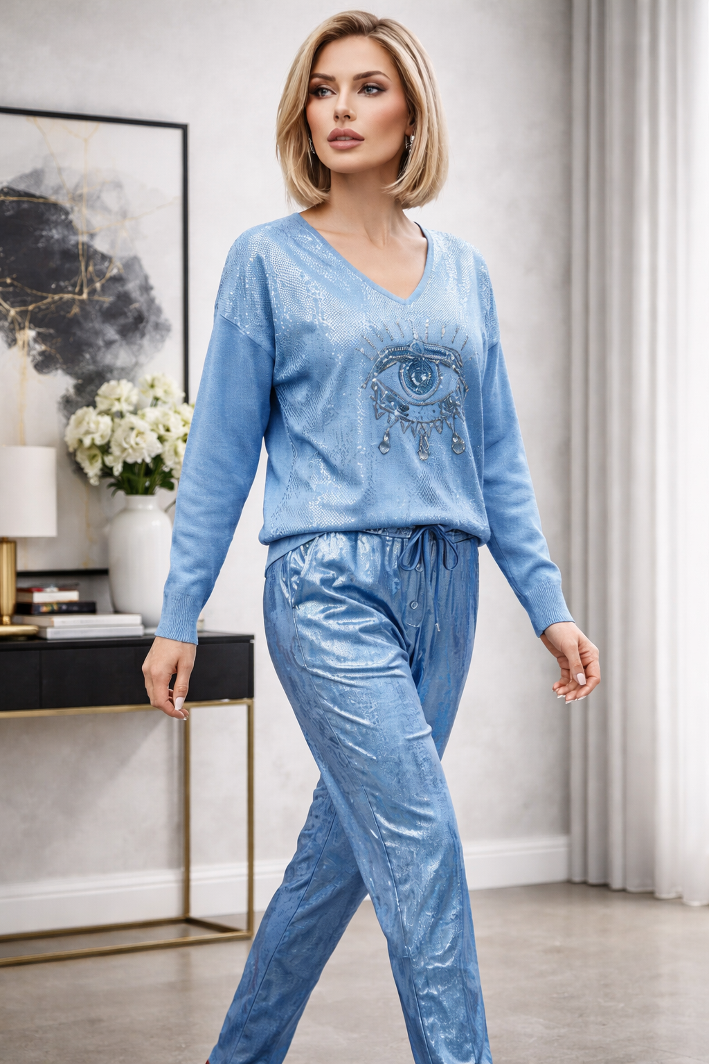 Conjunto brillo estampado