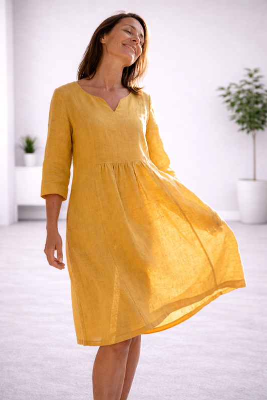 Vestido midi de lino