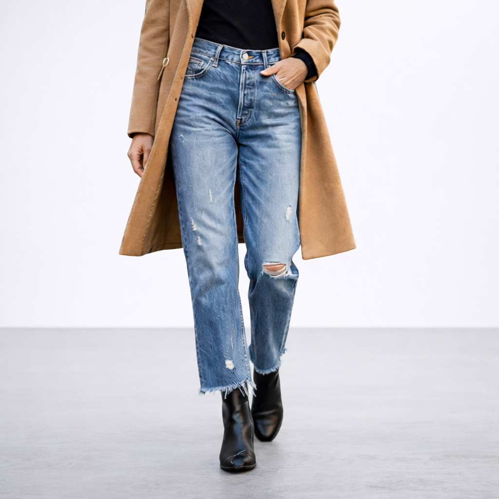 Jeans cropped estilo vintage