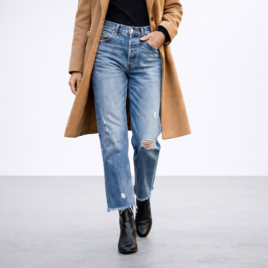 Jeans cropped estilo vintage