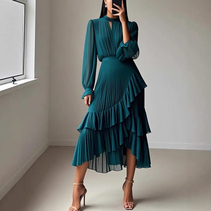 Vestido midi plisado